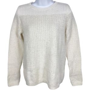 Loft White Soft & Fuzzy Crew Neck Sweater